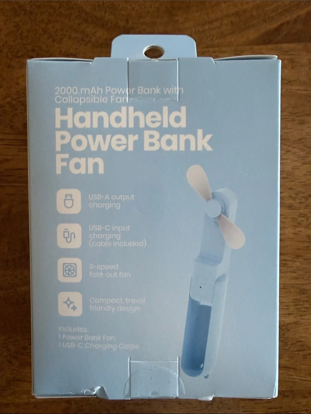 Target Light Blue Handheld Power Bank Fan